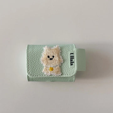 Qfdian Cute cartoon embroidery leather earphone case for apple airpods pro pro2nd 3 pure color summer charing box cover for airpod 1 2